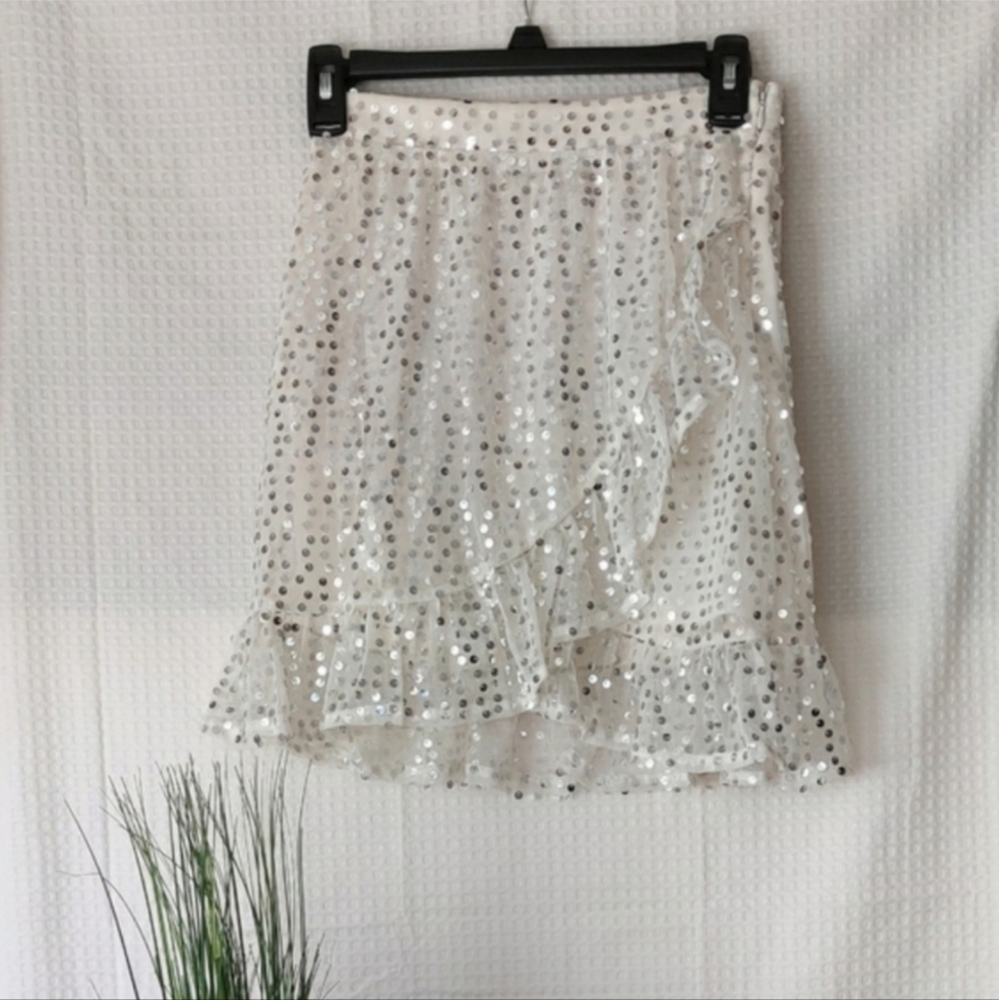 Lauren Conrad Faux Wrap Sequins Mini Skirt Size XS